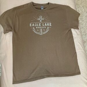 Gildan Brown L Eagle Lake Short Sleeve T Shirt Outdoor Cabincore Adventure